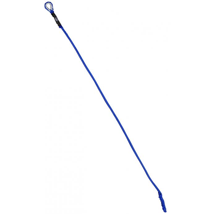 A blue stick with a black handle and a black ring.